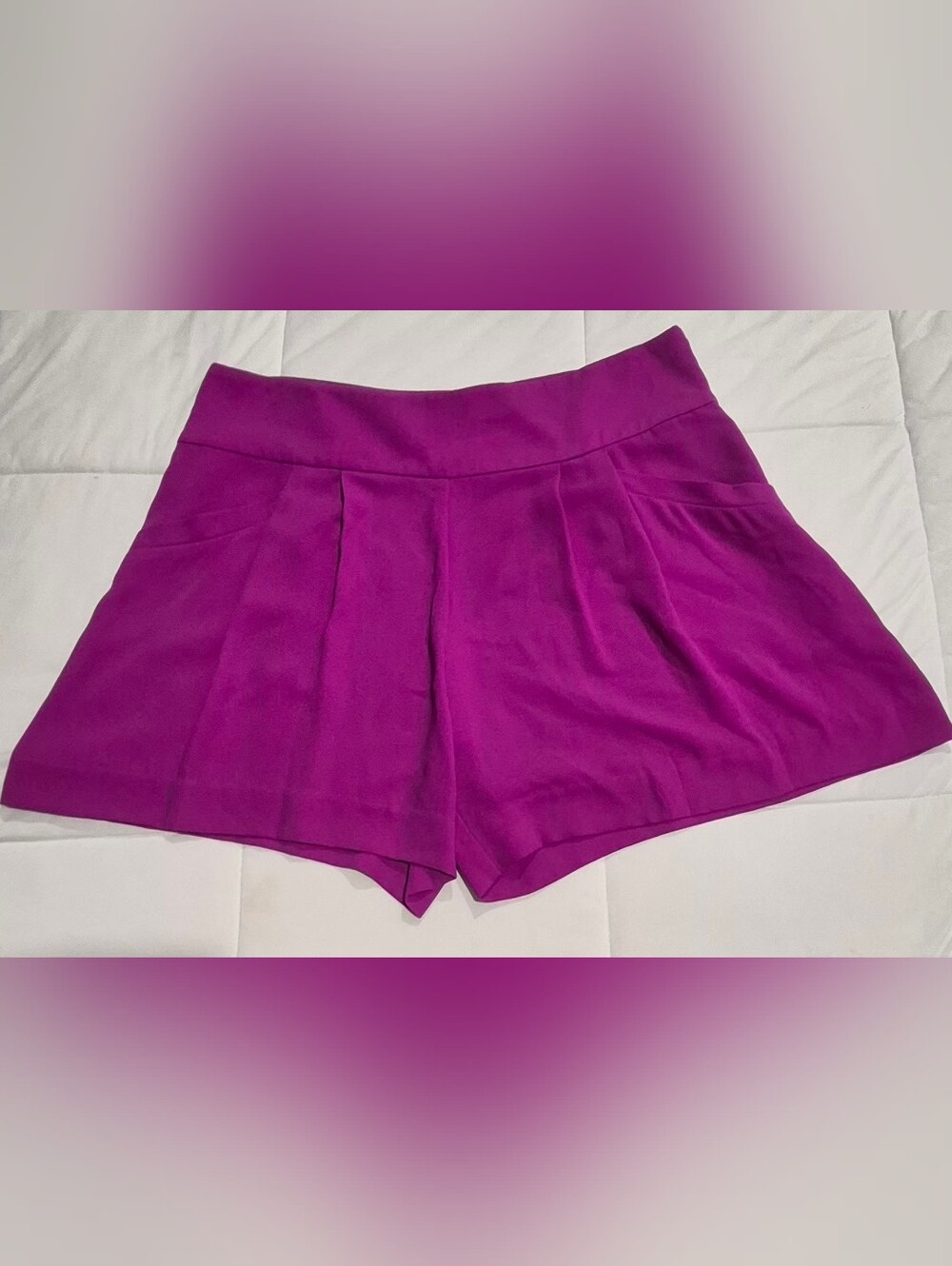 High-Waist Pleated Women’s Shorts in Magenta